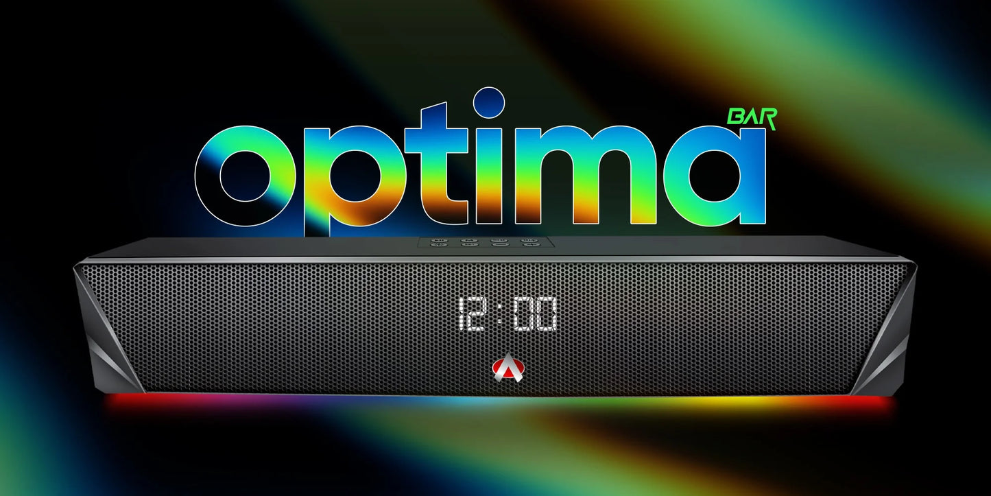 "Optima Sound Bar by Audionic - Front view with sleek design"
