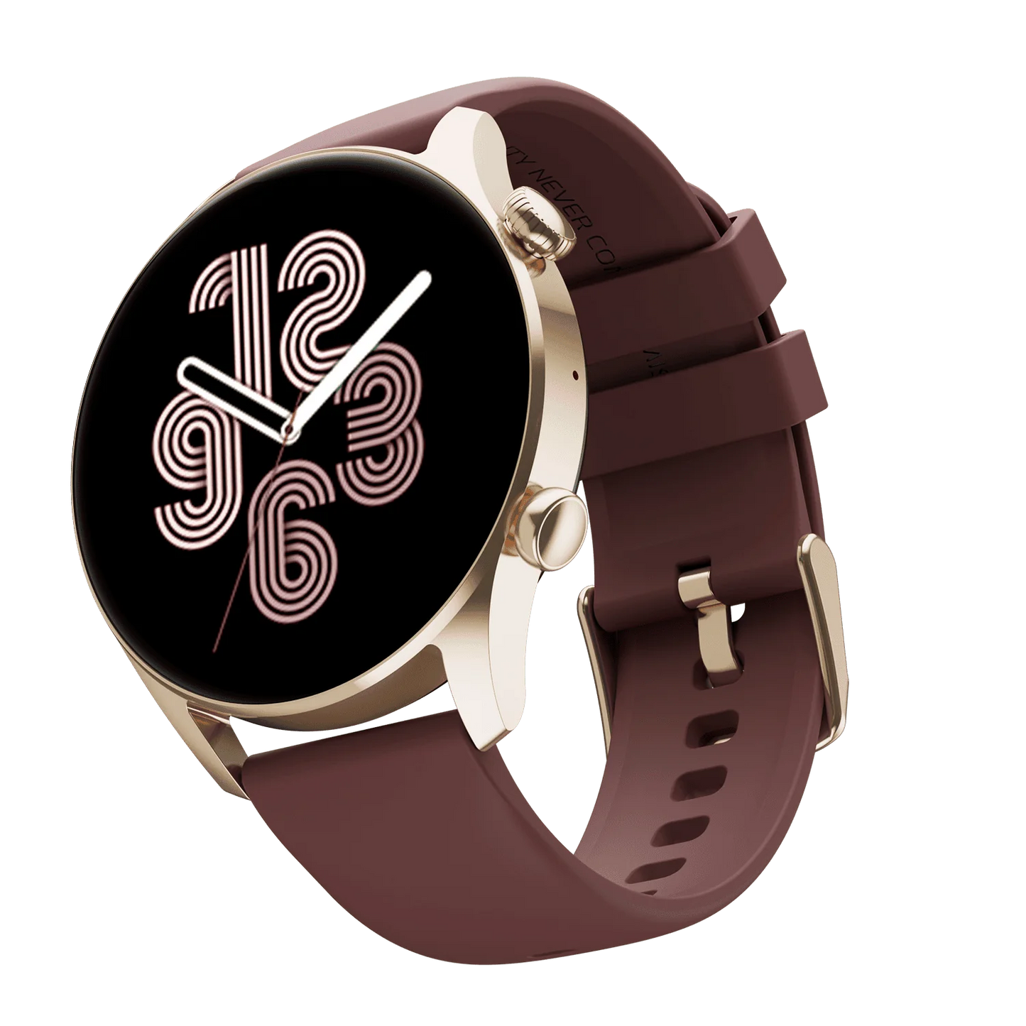 a picture of RONIN R-08 Smart Watch in maroon strap