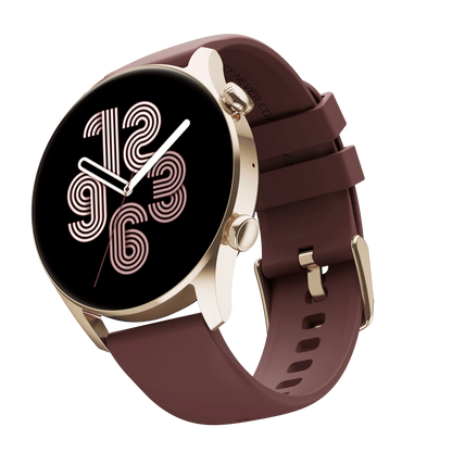 a picture of RONIN R-08 Smart Watch in maroon strap