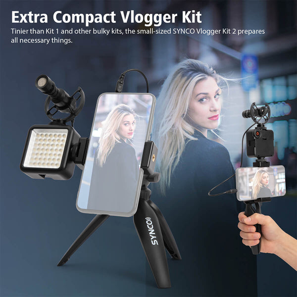 All-in-One Vlogging Kit Premium Microphone, LED Light & Tripod - My Store