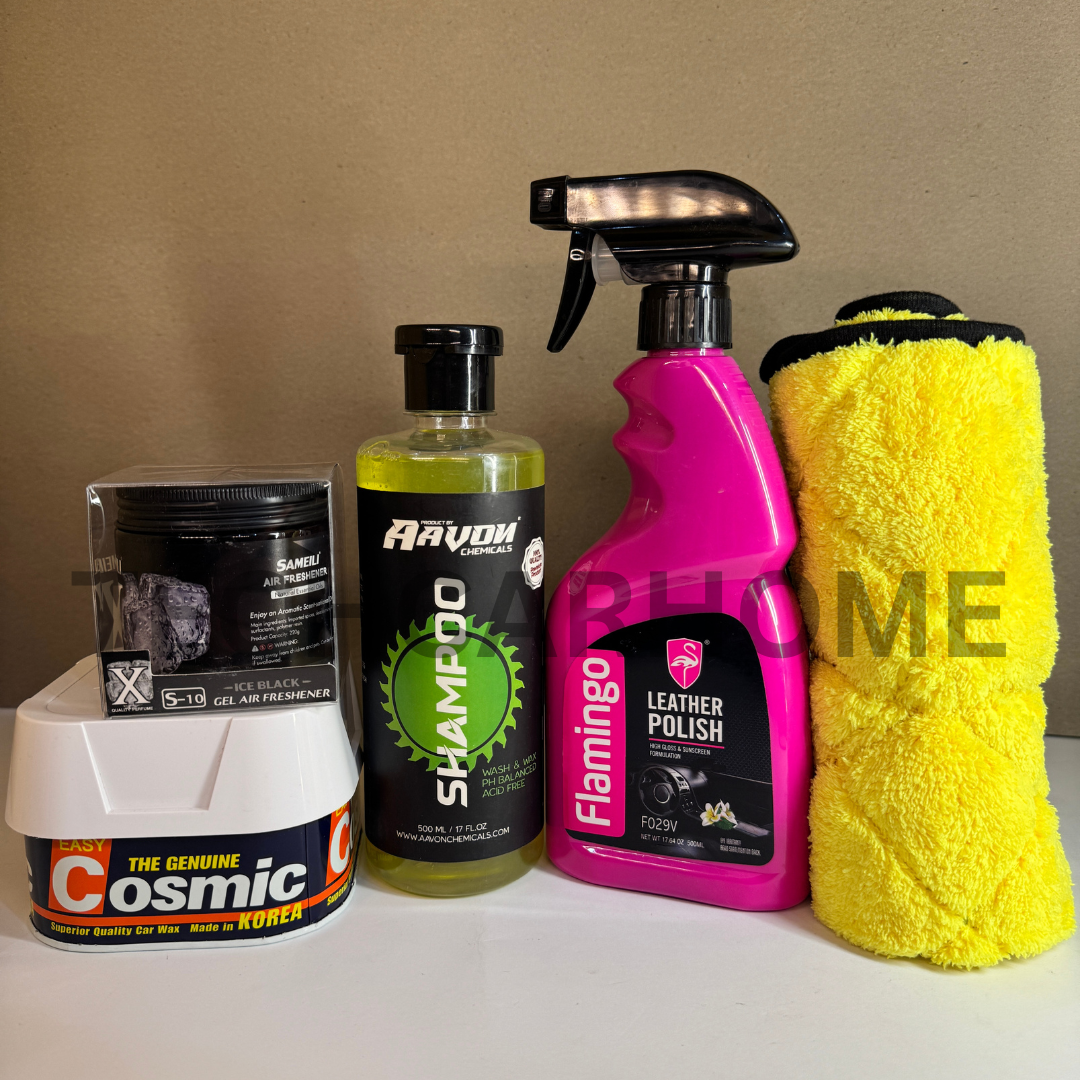 Sameili Ice Black car perfume and microfiber cloth from the Clean & Shine Deluxe Bundle – fresh scent and effective cleaning.