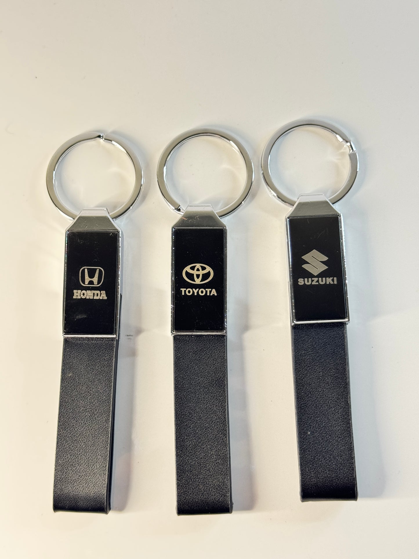 Set of 2 Black Premium Leather Car Keychains – Compatible with Suzuki, Toyota & Honda – Tech Car Home Pakistan