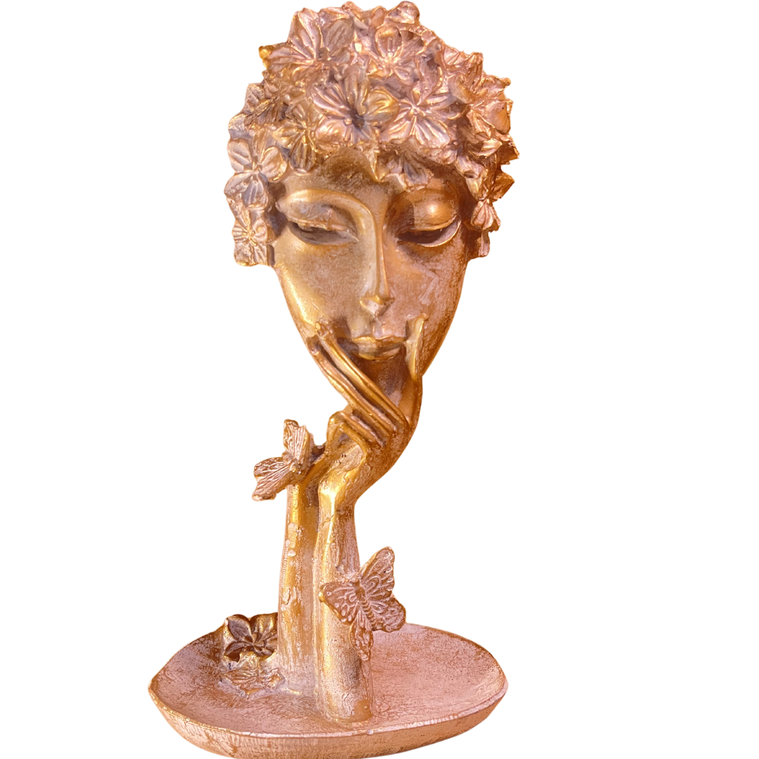 Side profile view of the Abstract Women Face Art Sculpture, emphasizing its unique abstract design and high-quality material.