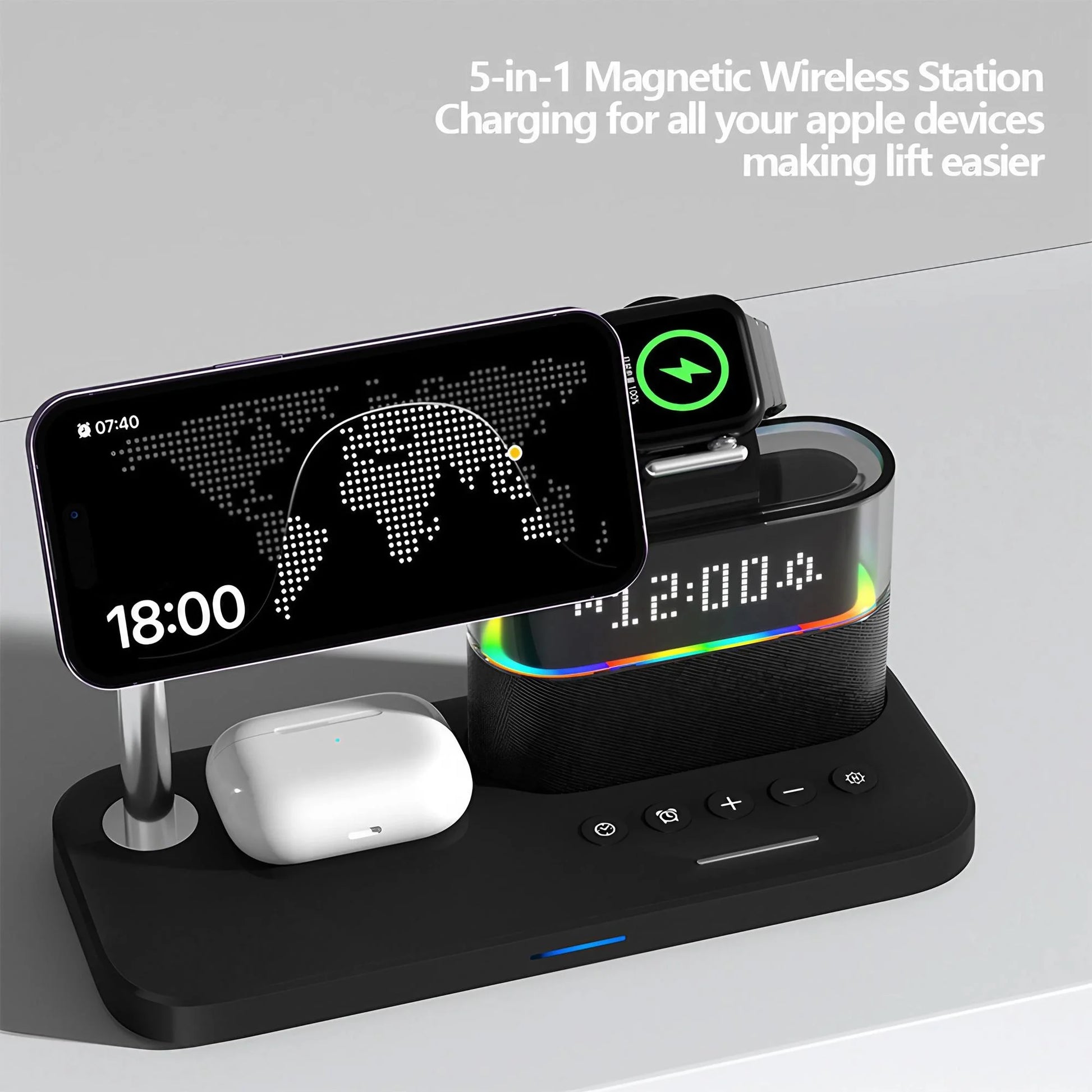 Sleek design wireless charger for phone, smartwatch, and AirPods
