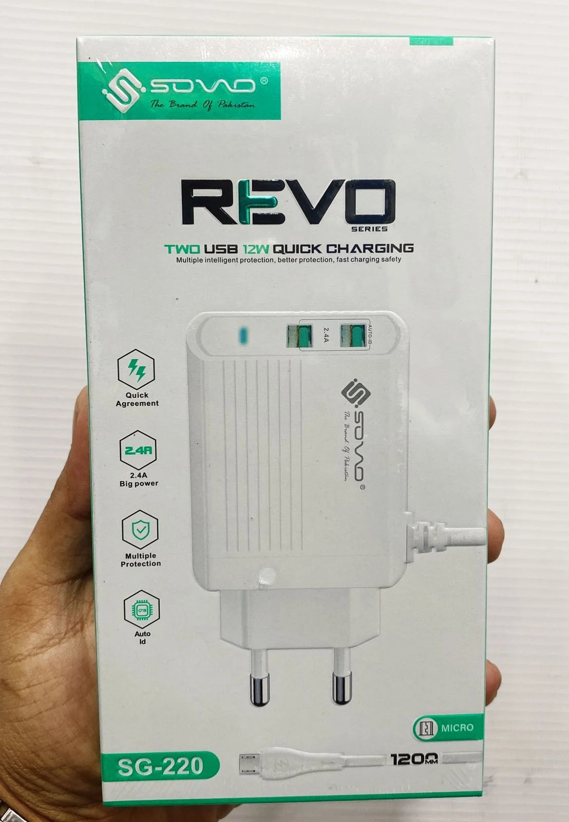 Sovo - Revo SG-220 fast phone charger with USB - techcarhome