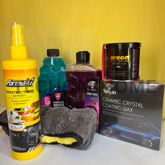Top view of full 6-in-1 car care set – bundled for convenience.