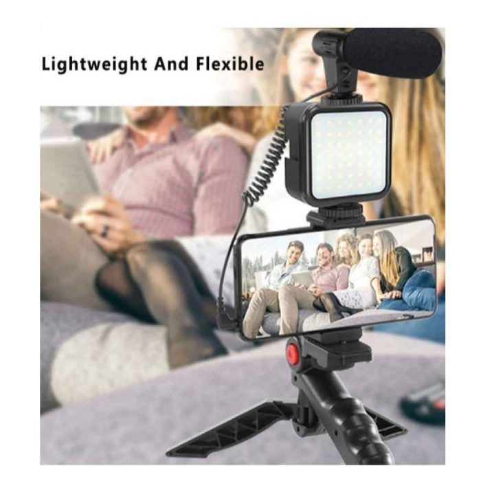 All-in-One Vlogging Kit Premium Microphone, LED Light & Tripod - My Store