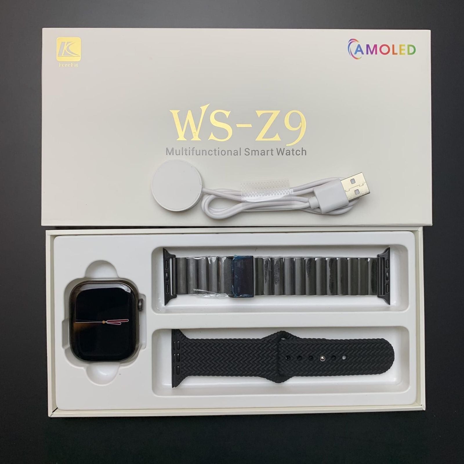 WS-Z9 Smart Watch with AMOLED Display and Fitness Tracking