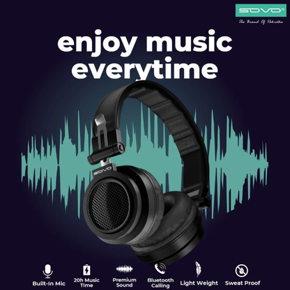 SOVO BOOM-X Wireless Headphones banner enjoy music overtime