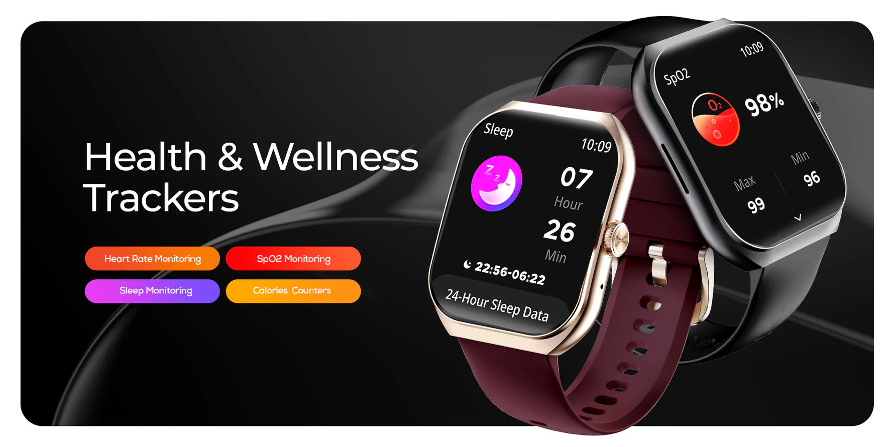 a picture of YOLO SUPREME+ smartwatch  showing feature about health